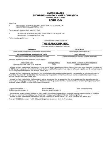 Thumbnail The Bancorp, Inc. 10-Q Quarterly Report FY2026 