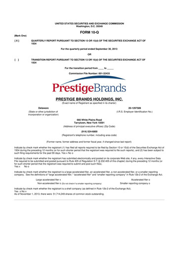 Thumbnail Prestige Consumer Healthcare 10-Q Quarterly Report FY2014 