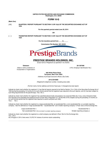 Thumbnail Prestige Consumer Healthcare 10-Q Quarterly Report FY2015 