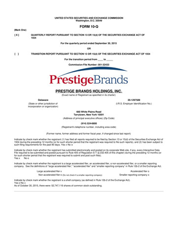 Thumbnail Prestige Consumer Healthcare 10-Q Quarterly Report FY2016 