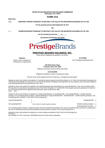 Thumbnail Prestige Consumer Healthcare 10-Q Quarterly Report FY2018 