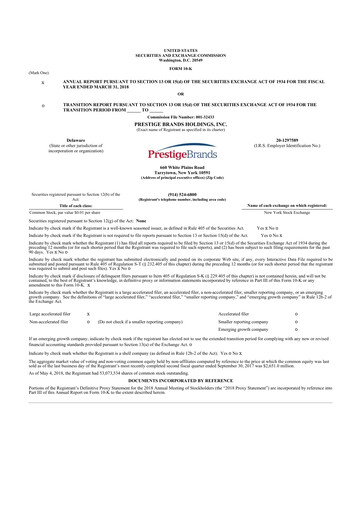 Thumbnail Prestige Consumer Healthcare 10-K Annual Report 2018