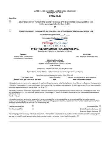 Thumbnail Prestige Consumer Healthcare 10-Q Quarterly Report FY2020 