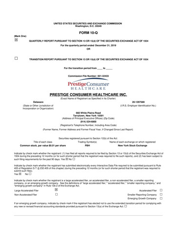 Thumbnail Prestige Consumer Healthcare 10-Q Quarterly Report FY2020 