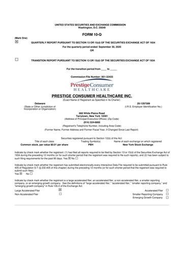 Thumbnail Prestige Consumer Healthcare 10-Q Quarterly Report FY2021 