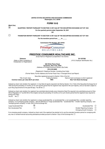 Thumbnail Prestige Consumer Healthcare 10-Q Quarterly Report FY2022 