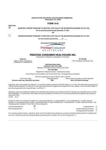 Thumbnail Prestige Consumer Healthcare 10-Q Quarterly Report FY2022 