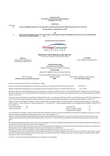 Thumbnail Prestige Consumer Healthcare 10-K Annual Report 2023