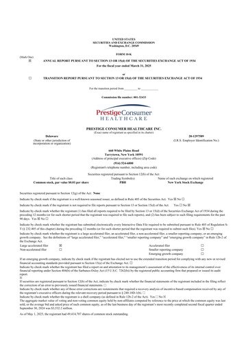 Thumbnail Prestige Consumer Healthcare 10-K Annual Report 2025