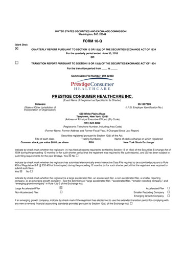 Miniature Prestige Consumer Healthcare 10-Q Rapport trimestriel 2027 