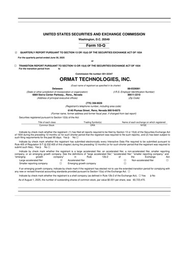 Vorschaubild Ormat Technologies
 10-Q Quartalsbericht 2025 