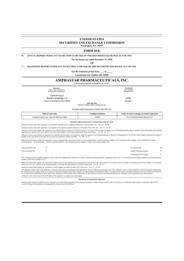 Thumbnail Amphastar Pharmaceuticals 10-K Annual Report 2020