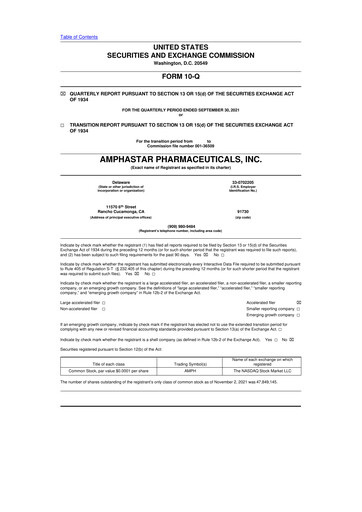 Thumbnail Amphastar Pharmaceuticals 10-Q Quarterly Report FY2021 