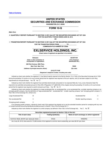 Thumbnail EXL Service
 10-Q Quarterly Report FY2019 