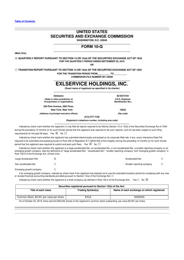 Thumbnail EXL Service
 10-Q Quarterly Report FY2019 