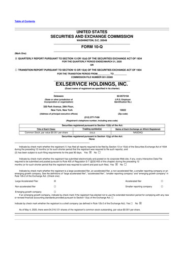 Thumbnail EXL Service
 10-Q Quarterly Report FY2020 