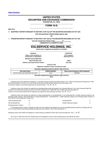 Thumbnail EXL Service
 10-Q Quarterly Report FY2020 