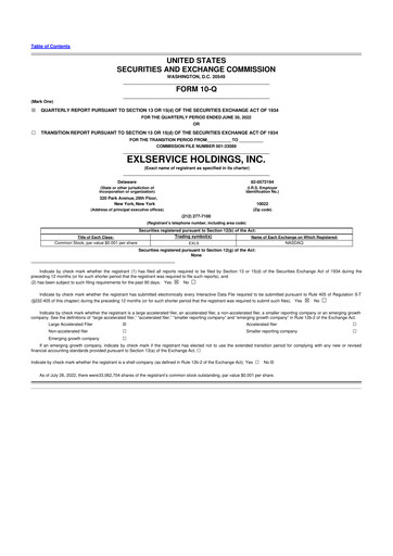 Thumbnail EXL Service
 10-Q Quarterly Report FY2022 