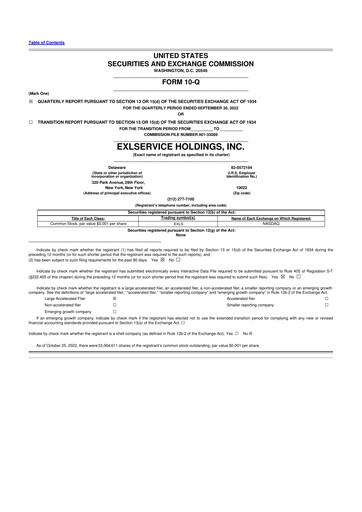 Thumbnail EXL Service
 10-Q Quarterly Report FY2022 