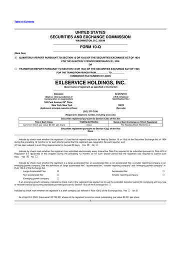 Thumbnail EXL Service
 10-Q Quarterly Report FY 