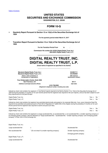 Thumbnail Digital Realty 10-Q Quarterly Report FY 
