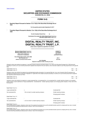 Thumbnail Digital Realty 10-Q Quarterly Report FY 