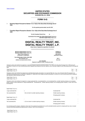 Thumbnail Digital Realty 10-Q Quarterly Report FY 