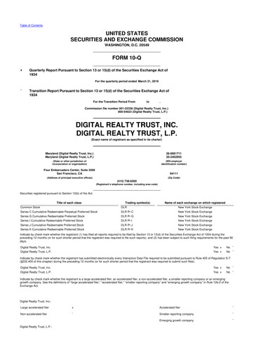 Thumbnail Digital Realty 10-Q Quarterly Report FY 