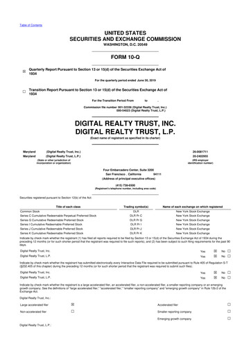 Thumbnail Digital Realty 10-Q Quarterly Report FY 