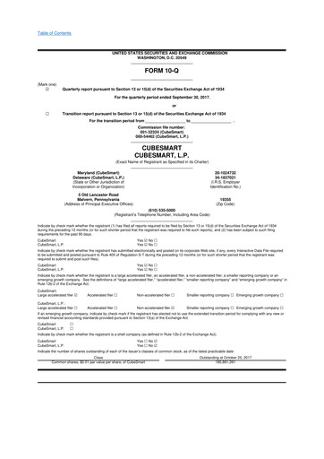 Thumbnail CubeSmart
 10-Q Quarterly Report FY2017 