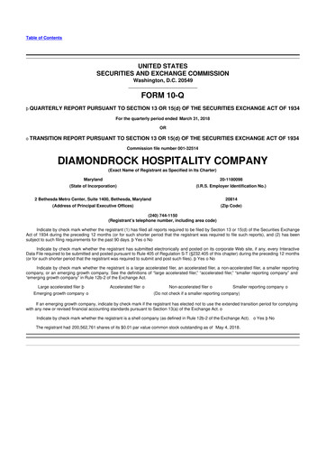 Thumbnail Diamondrock Hospitality Company 10-Q Quarterly Report FY2018 