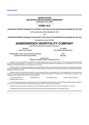 Thumbnail Diamondrock Hospitality Company 10-Q Quarterly Report FY2018 