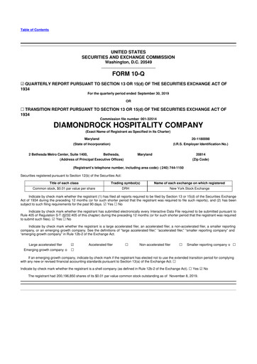 Thumbnail Diamondrock Hospitality Company 10-Q Quarterly Report FY2019 