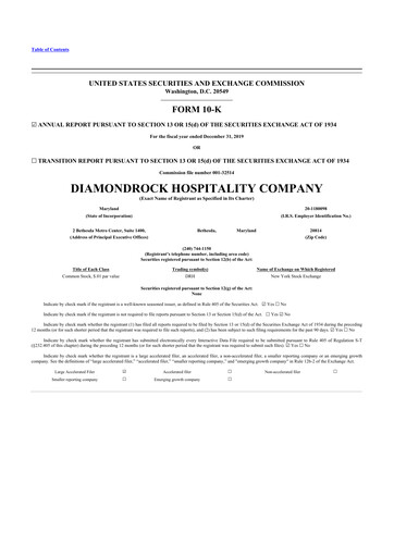 Thumbnail Diamondrock Hospitality Company 10-K Annual Report 2019