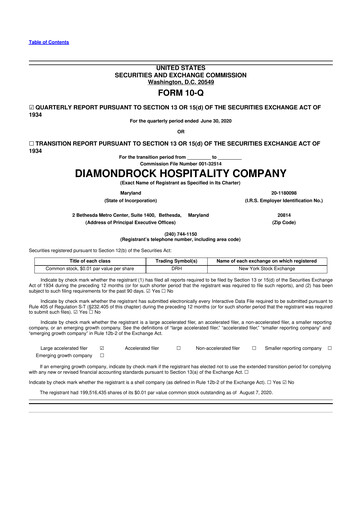Thumbnail Diamondrock Hospitality Company 10-Q Quarterly Report FY2020 