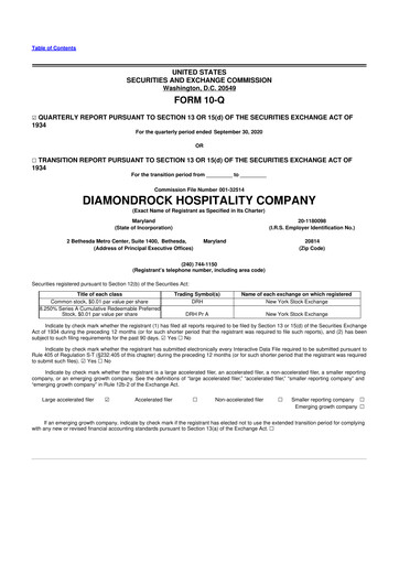 Thumbnail Diamondrock Hospitality Company 10-Q Quarterly Report FY2020 