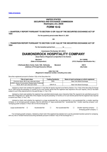 Thumbnail Diamondrock Hospitality Company 10-Q Quarterly Report FY2021 