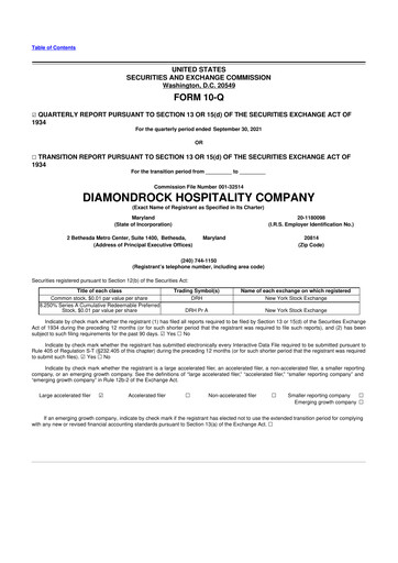 Thumbnail Diamondrock Hospitality Company 10-Q Quarterly Report FY2021 