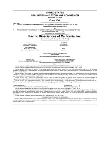 Vorschaubild Pacific Biosciences
 10-K Jahresbericht 2016