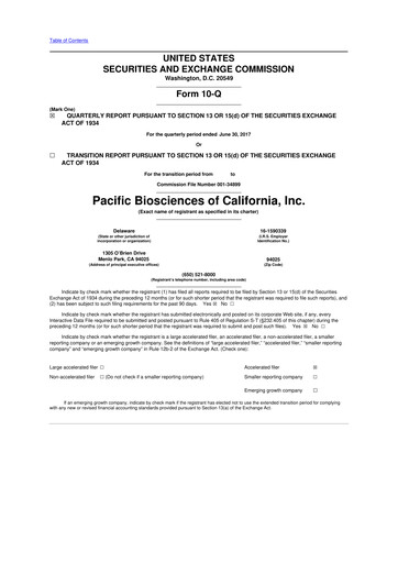 Vorschaubild Pacific Biosciences
 10-Q Quartalsbericht 2017 