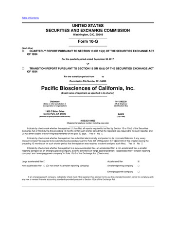 Vorschaubild Pacific Biosciences
 10-Q Quartalsbericht 2017 