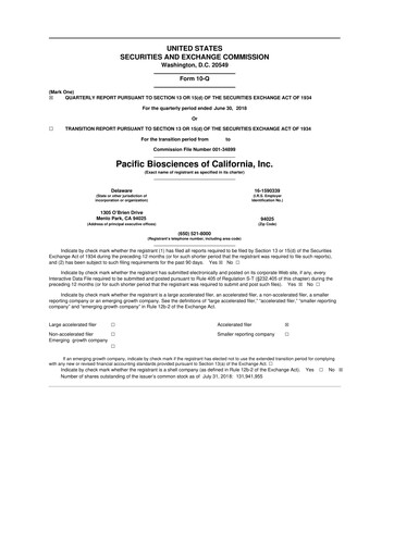 Vorschaubild Pacific Biosciences
 10-Q Quartalsbericht 2018 