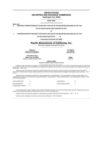 Vorschaubild Pacific Biosciences
 10-Q Quartalsbericht 2018 