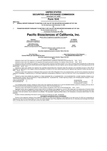Vorschaubild Pacific Biosciences
 10-K Jahresbericht 2018