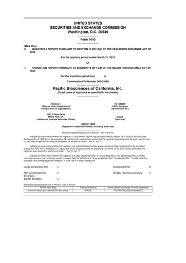 Vorschaubild Pacific Biosciences
 10-Q Quartalsbericht 2019 