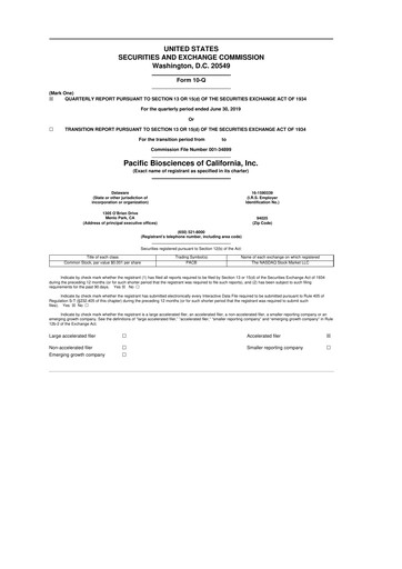 Vorschaubild Pacific Biosciences
 10-Q Quartalsbericht 2019 