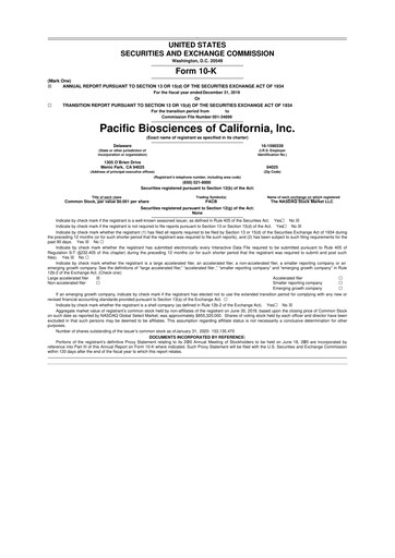 Vorschaubild Pacific Biosciences
 10-K Jahresbericht 2019