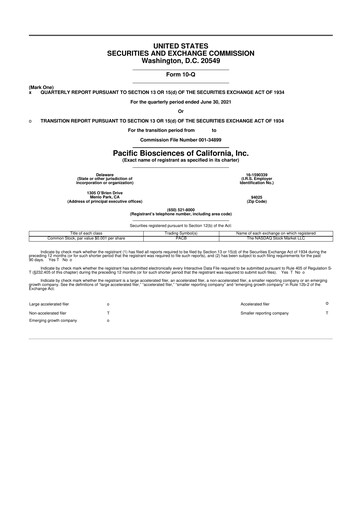 Vorschaubild Pacific Biosciences
 10-Q Quartalsbericht 2021 