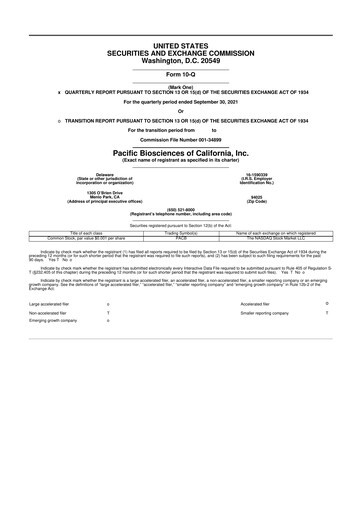 Vorschaubild Pacific Biosciences
 10-Q Quartalsbericht 2021 