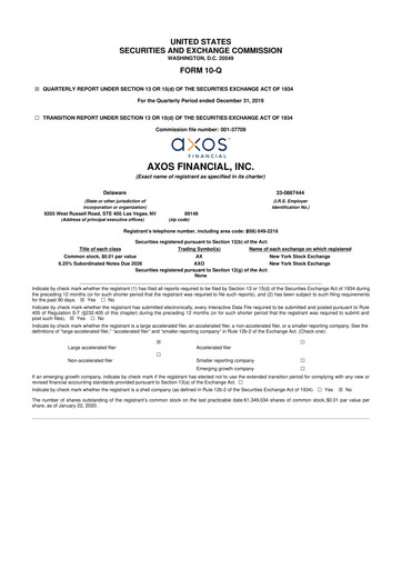 Thumbnail Axos Financial
 10-Q Quarterly Report FY2020 